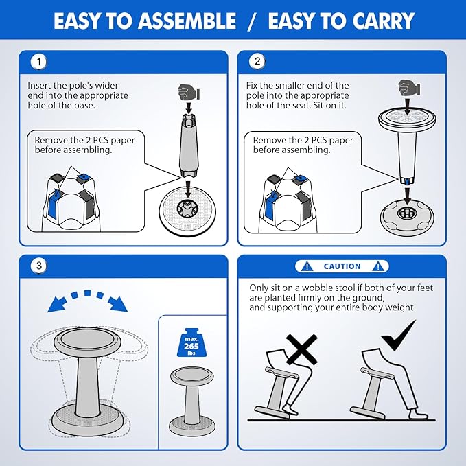 Gpack-pro Kids Wobble Stool – Improves Focus Attention – Non-Slip Base - Wiggle Chair Active Flexible Seating for Preschool Kindergarten Elementary School 17.7-Inch High (Black)