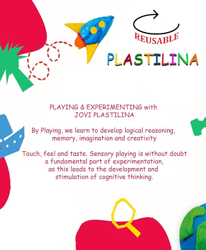 Jovi Plastilina Reusable and Non-Drying Modeling Clay; Nature Colors, 1.75 Oz. Bars, Set of 18, 3 Each of 6 Colors, Perfect for Arts and Crafts Projects