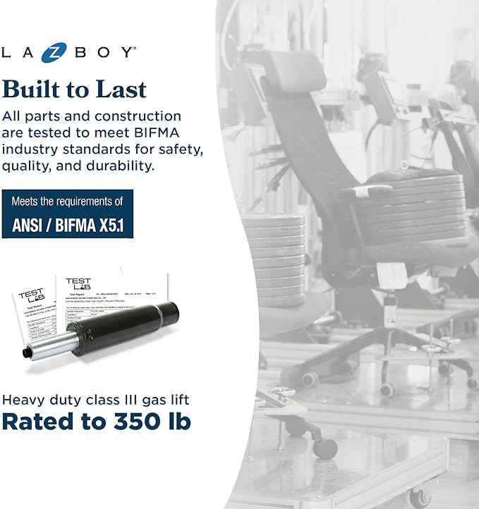 La-Z-Boy Nova Vegan Leather Modern Executive Ergonomic Design Office Chair, Memory Foam Thick Contoured Seat Back with Patented Lumbar Support Technology, Soft to Medium Sit Comfort, Cognac