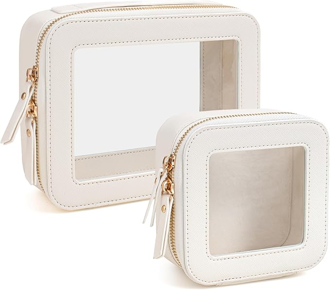 FFpaw Travel Clear Makeup Bag Set, TSA Approved Cosmetic Bag Case with Zipper Portable Makeup Pouch Toiletry Bag Women Traveling Cosmetic Organizer Storage Bag Car Organizer Car Essentials for Women