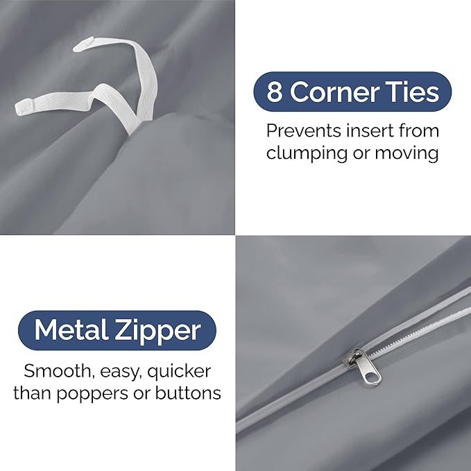 Duvet Cover Twin/Twin XL Size Set - Extra Soft Duvet Cover 68 x 90 with 1 Pillow Sham - Hotel Luxury, Easy Care and Fade Free with Zipper Closures & Ties - Comfy, Breathable Bedding Set (Steel Blue)