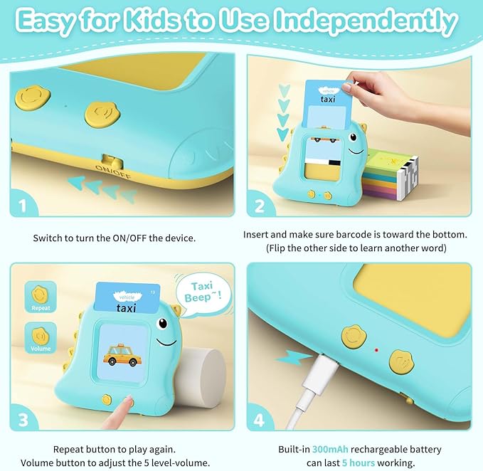 Talking Flash Card, Learning Toys for Ages 2-4, Autism Sensory Toys for Toddlers, Speak Montessori Toys for 2+ Year Old, Kids Gift for Boys Girls Birthday Preschool Activity 510 Sight Words