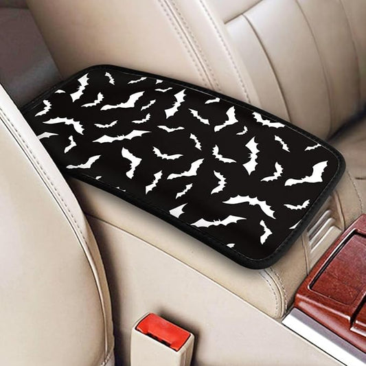 DORKEIXIA Halloween Cool Black Bat Auto Center Console Armrest Pad Universal Car Center Console Cover Seat Box Cover for Sedan, Van, SUV, Truck Car Accessorie