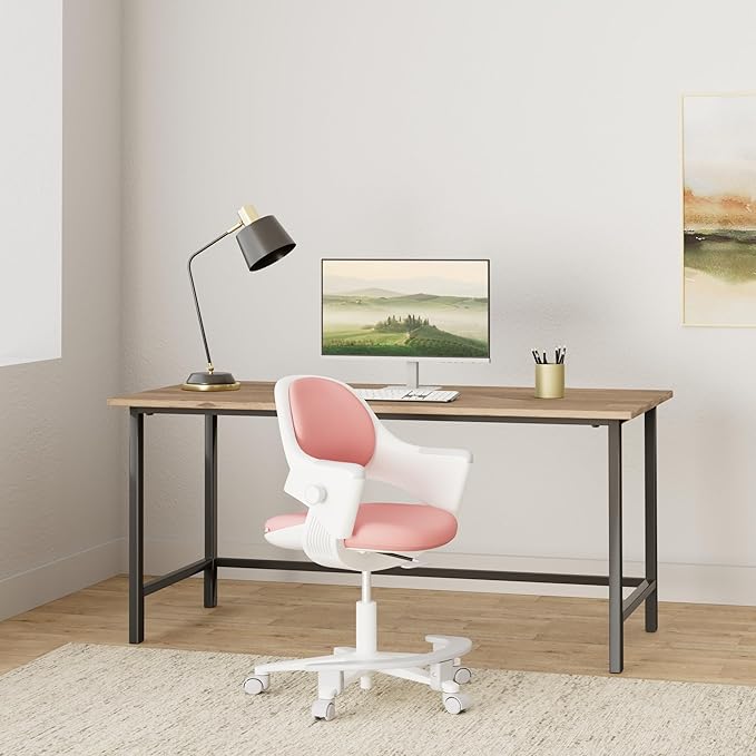 SIDIZ Ringo Kids Desk Chair : Ergonomic Kids Chair with Footrest, 4-Step Growing Function, Adjustable Seat Height, Sit-Locking Casters, Swivel Type Kids Chair (Rosy Pink Chair)