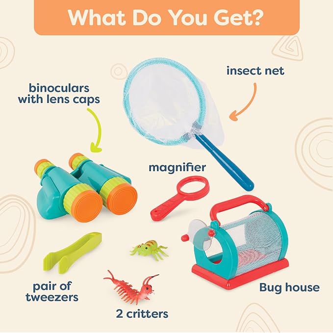 B. toys- Kids' Explorer Kit – Outdoor Toys – Insect Net, Binoculars, Magnifier – Bug Catching Set – 4 Years +