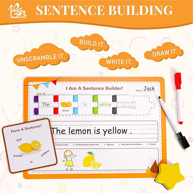 145 PCS Sentence Building for Kids, Sight Word Games Puzzle, Special Education Classroom Must Haves, Montessori Grammar Reading Game, Speech Therapy Cardboard Birthday Toys for Kindergarten