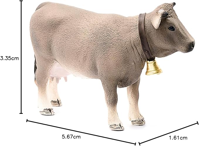 Schleich Farm World Braunvieh Cow Animal Figurine - Highly Detailed and Durable Farm Animal Toy, Fun and Educational Play for Boys and Girls, Gift for Kids Ages 3+