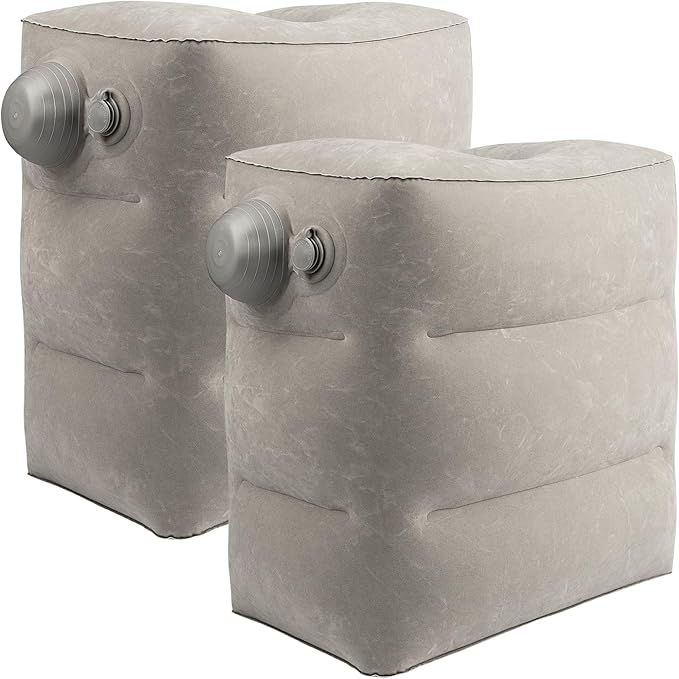 2 Pack Inflatable Foot Rest for Air Travel,Airplane Travel Foot Rest Adjustable Height,Car/Airplane,Footrest Pillow with Pump for Office,Airplane,Train,Cars,Home