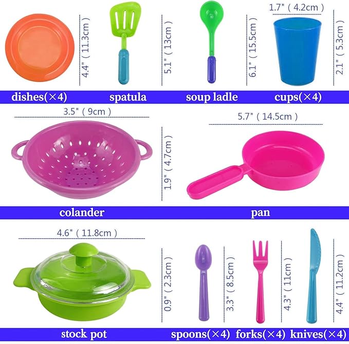Kids Super Durable Kitchen Toys Set, Pretend Play Children's Dish Toy, Wash and Dry Tableware Dish Rack with Drainer (Great Gift for Kids) (27 Pieces)