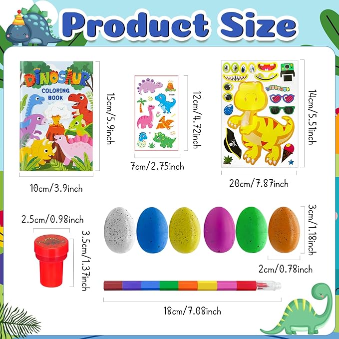 Cinrobiye 72 Pcs Dinosaur Coloring Book with Crayons Party Favors,Dinosaur Party Goodie Bags Fillers,Dinosaur Birthday Party Games Craft DIY Kit Face Stickes Tattoo for Dinosaur Pinatas