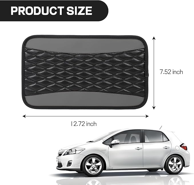 ongfuwu Car Center Console Cushion Pad, 12.72"×7.52" Leather Waterproof Auto Armrest Seat Box Protector, Car Center Console Cover, Universal Interior Decor Car Accessories for SUV Truck (Gray)