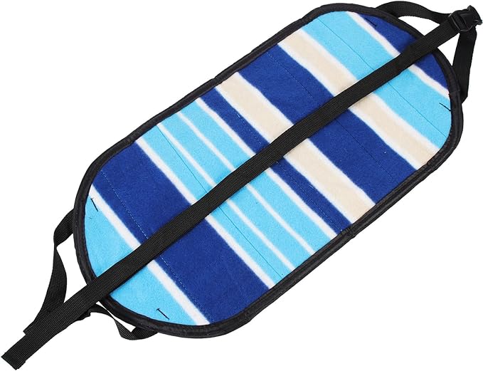 WRITWAA Portable Airplane Foot Hammock Travel Footrest 48X24Cm Blue Striped Footrest for Flight, Bus, Office, Home – Lightweight Hanging Foot Support for Long Trips and Air Travel