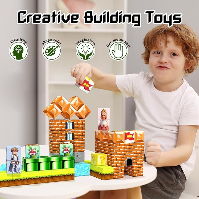 Magnetic Blocks-Building Toys Games Elements,Magnet Toys for Boys & Girls Ages 3-5 5-7 6-8,Creative Montessori Sensory Toys,Fun Birthday Gift for 3+ Years Old