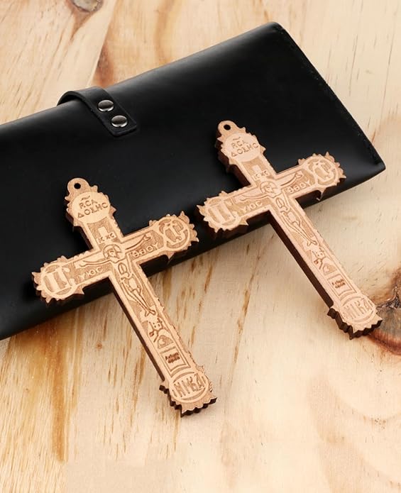 COTTVOTT Wooden Christian Jesus Cross/Orthodox Crucifix Charms Pendants for Rosary Necklace, DIY Jewelry Making Accessories Parts