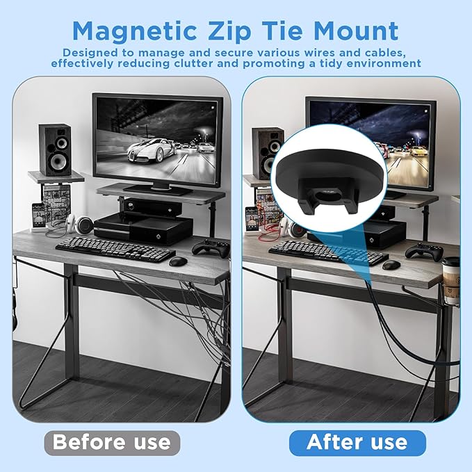 15 Pieces Magnetic Cable Clips Heavy Duty Zip Tie Mount Base Black Magnetic Wire Holder for Cable Management, Suitable for Home, Office, and Automotive Use