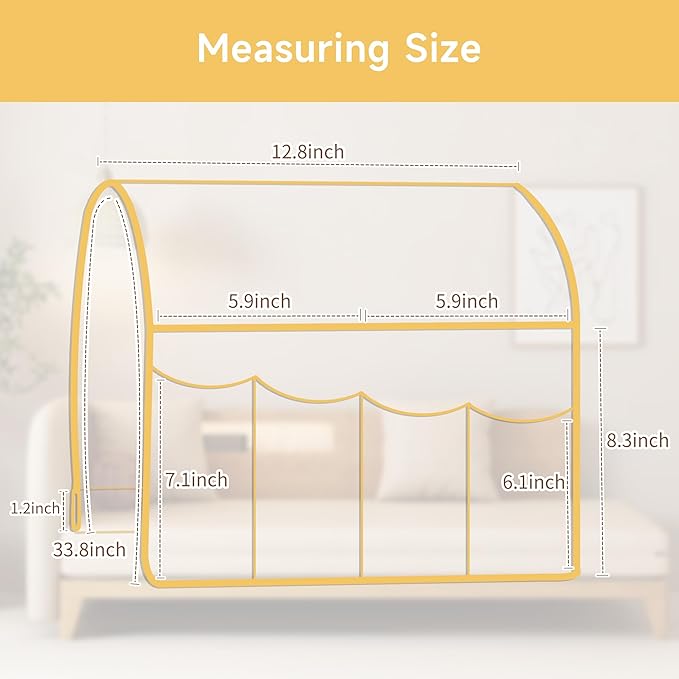 MEHIDFY Sofa Armrest Caddy, Waterproof Bedside Storage Organizer, Non Slip Armchair Pockets, Remote Control Holder for Couch, Handy Pouches with 6 Pockets for TV Remote, Phone, Magazine(White)