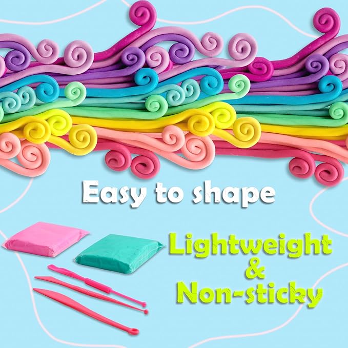 Air Dry Clay Kit 24 Colors,Modeling Clay with 3 Sculpting Tools,Air Dry Ultra Light Clay,DIY Molding Magic Foam Clay Gift for Kids Girls Boys Art Crafts Christmas Birthday Gifts(24 Colors)