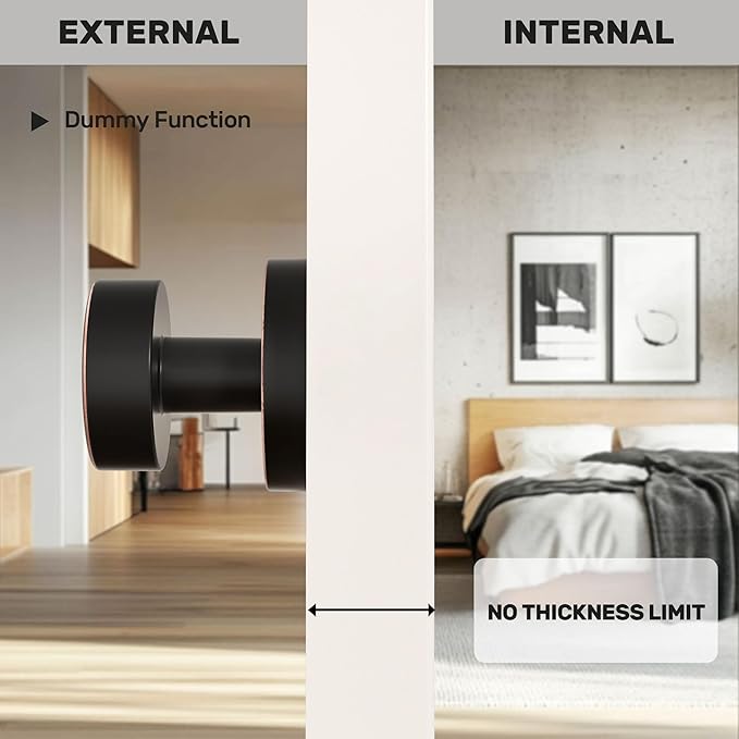 4 Pack Antique Bronze Dummy Door Knob Interior Non-Turning Dummy Door Handle for French Doors and Bifold Doors, Round Vintage Style Dummy Door knobs Oil Rubbed Bronze Finish