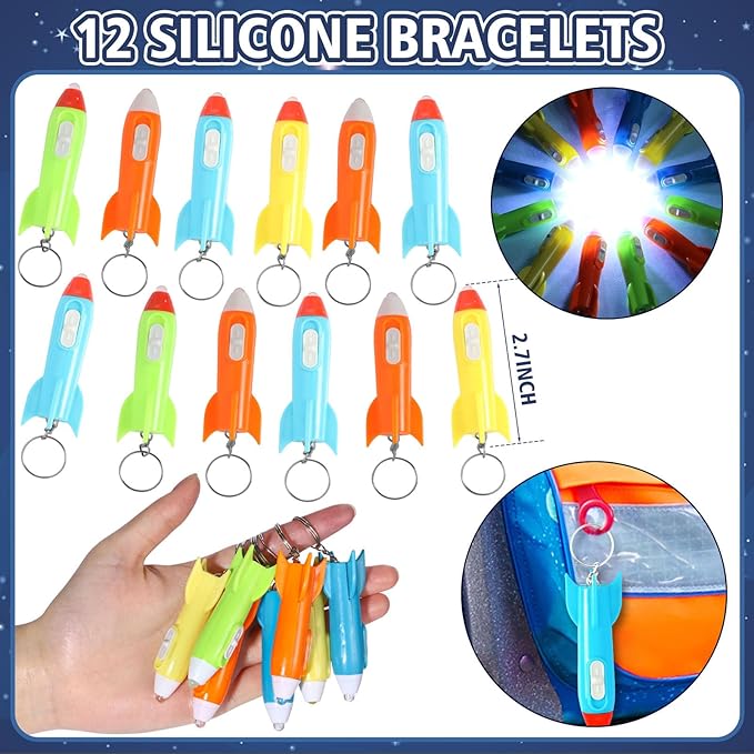 84Pcs Outer Space Party Favors Astronaut Birthday Supplies Bag Bouncy Ball Scratch Paper Necklace Silicone Bracelet Diy Sticker Goodie Bag Stuffer Kids Boys Galaxy Themed Party Favors