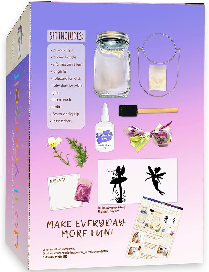 Hapinest DIY Fairy Lantern Night Light Kit, Fairy Lantern Craft Kit, Fairy Jar Glitter & Color-Changing Lights, Fairy Craft Arts Fairy Gifts for Girls, Fairy Toys for Girls Age 6-8 8-12 Years Old & Up