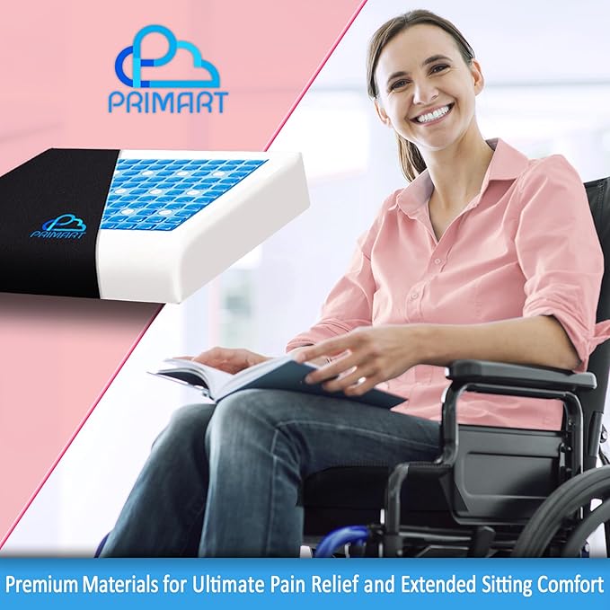 Premium Large Gel Seat Cushion, Memory Foam Seat Cushion for Recliner, Wheelchair, Office Chair, Car, Floor, Dining Chair, Sciatica, Coccyx, Back Pain & Pressure Sore Relief, Design with Ventilation