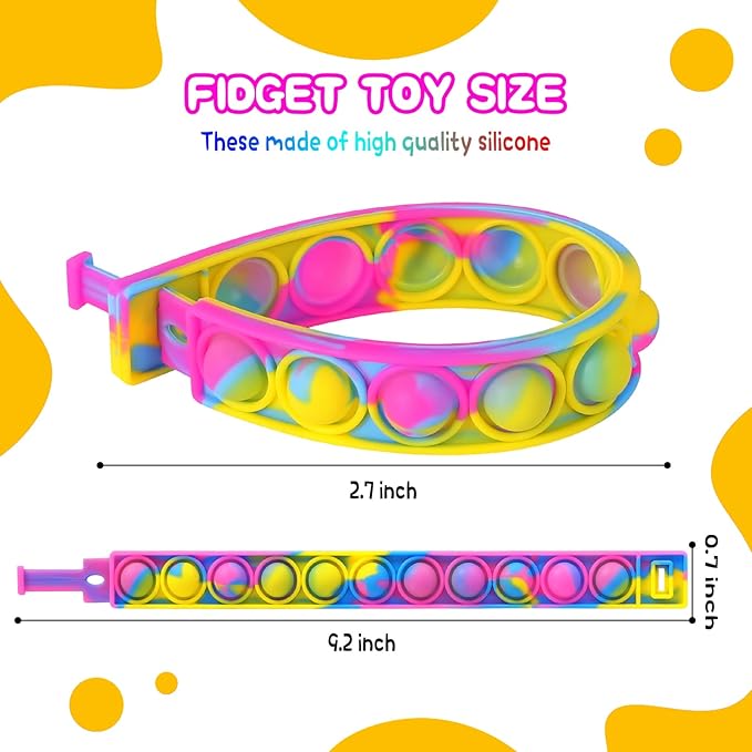 Fidget Toys Pop Fidgets Its Party Favors for Kids 4-8 12PCS Fidget Pop Bracelet for Children Toddler Toys Stress Pop Bubble It Sensory Toys for Kids Boys Girls Classroom Prizes Toys