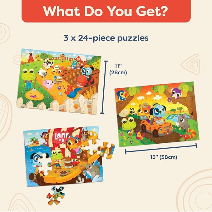 Land of B. – Jigsaw Puzzles – 3 Puzzles for Kids – Puzzle Set – Classic Toys – 3 Years + – Puzzle Adventures