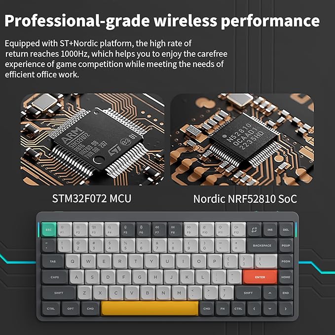 nuphy Air75 V2 Portable 75% Mechanical Keyboard,Wireless Keyboard,Supports Bluetooth/2.4G/USB-C RGB Gaming Keyboards,Compatible with Windows/Mac OS/Linux Systems Grey-Gateron Red Switch