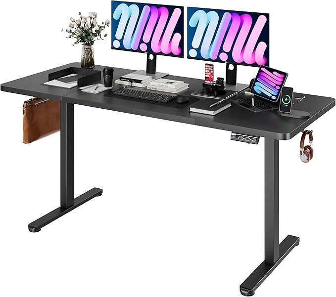 Monomi Electric Standing Desk, 71 x 31.5 inches Height Adjustable, Ergonomic Home Office Sit Stand Up Desk with Memory Preset Controller (Black Top/Black Frame)