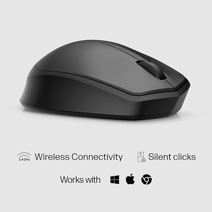 HP 280 Silent Wireless Mouse - Ergonomic, Right-Handed Design - 2.4GHz USB Wireless Connection - Multi-Surface Technology, 1600 DPI Optical Sensor - Win, Chrome, Mac OS - Up to 18-Month Battery Life