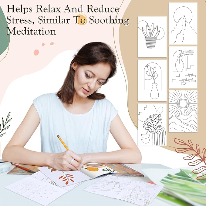 Coloring Book for Adult Coloring Book Bulk, DIY Art Coloring Book for Adult Drawing Book with Flower Words for Party Favors Goodie Bag Filler(24 Pcs,Minimalist)