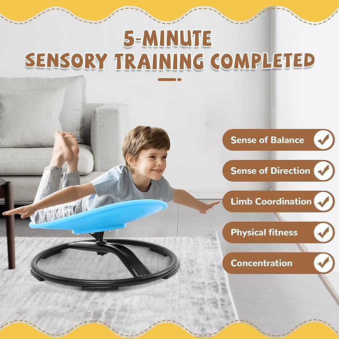 Zhenx Spinning Chair for Kids, Autism Kids Swivel Chair, Kids Sensory Chair, Spinning Chair for Autistic Kids & ADHD Children, Sit and Spin Training Body Coordination (Blue)