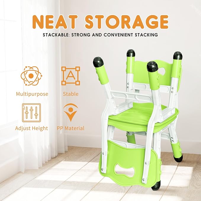 Kid Chairs Indoor 3 Level Adjustable Suitable for Children Age 2-6. Toddler Chairs Maximum Load-Bearing 220LBS for Family Classroom and Nursery Kids Activity Chair Set