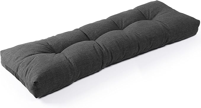 SUNROX LokGrip Non Slip Tufted Memory Foam Bench Cushion, FadeShield Water Resistant Durable Thicken Outdoor/Indoor Bench Seat Pads 54x16x4 inch, Midnight