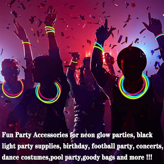 500 Pack Glow Sticks Bulk Party Supplies Glow In The Dark Party Favors Glow Sticks Necklaces Bracelets with Connectors 8" Glowsticks Light Up Toys Neon Birthday Decorations Football Party Supplies