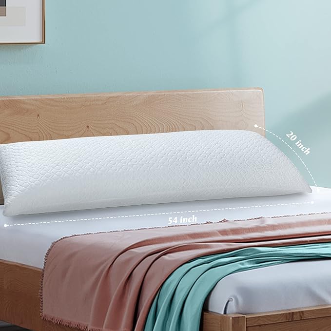 Firm Body Pillow 1.5cm Cubies Memory Foam – Pain Relief & Sleeping & Supportive – with Cooling Cover Hug Pillows 20 x 54 inches