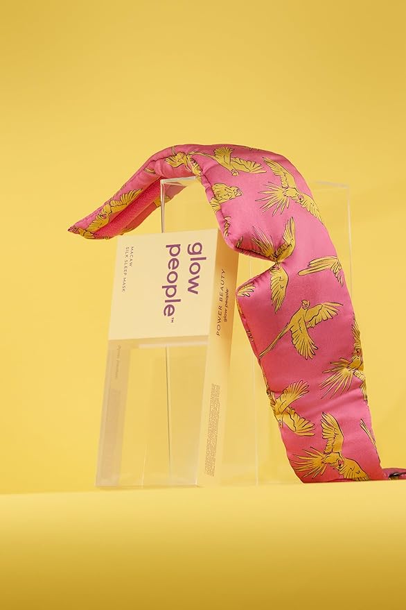 Glow People Silk Sleep Mask – 100% Mulberry Silk Eye Mask for Sleeping, Total Blackout, Cloud-Soft and Adjustable for Beauty Sleep and Travel - Macaw