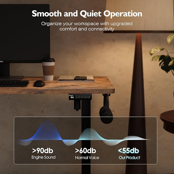 Monomi 59 inch Electric Standing Desk with Memory Preset, Adjustable Height Standing Desk for Home Office & Gaming, Large Computer Desk with Anti-Collision, Rustic Brown