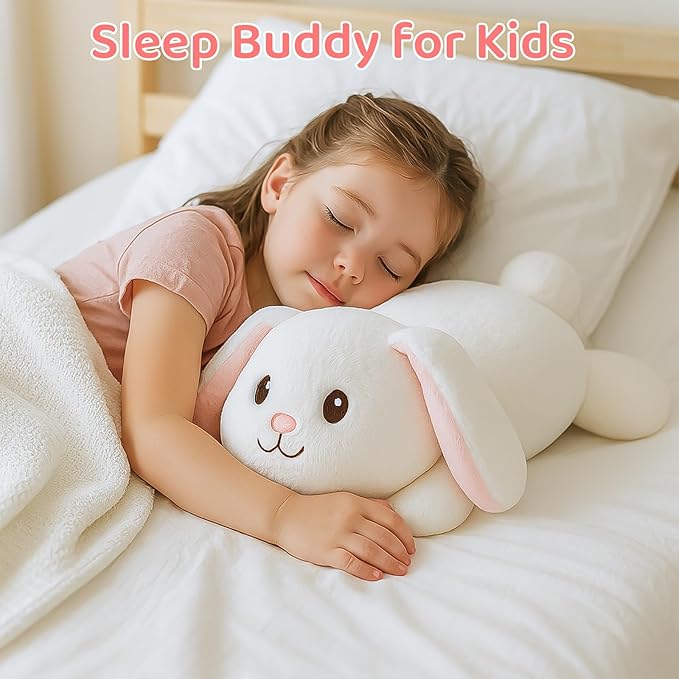Weighted Bunny Plush Pillow – 22-Inch, 4 lbs Soft Cuddly Stuffed Animal Plushie, Cute Rabbit Hug Pillow for Comfort, Relaxation, Birthday Gift & Travel Buddy for Kids and Adults