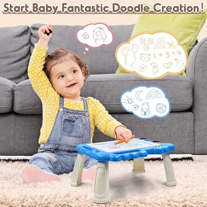 AiTuiTui Magnetic Drawing Board Toddler Toys with Legs for Girls Boys, Color Sketch Writing Scribble Doodle Pad Travel Games, Educational Learning Kids Toys for Birthday or Valentine Gift (Blue)