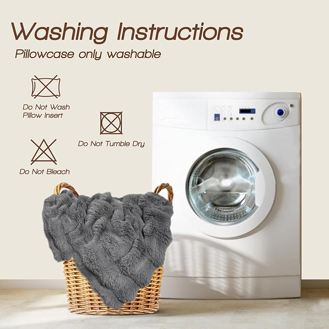 YZ HOME Faux Fur Fluffy Body Pillow for Adults - Firm Body Pillow Insert with Shredded Blue Memory Foam, Adjustable Height, Soft Support for Side Sleepers, Pregnant Women, Washable, 20x54 Inch (Grey)