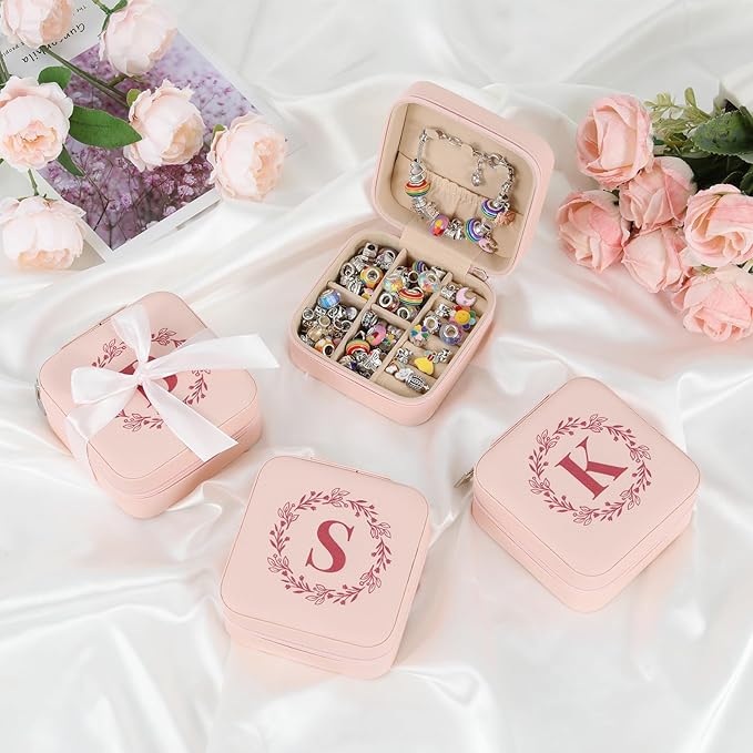 Charm Bracelet Making Kit for Girls 4-6, Kids Jewelry Making Kit 5-7 6-8 66Pcs Jewelry Kits for Teen Girls Ages 8-12 Jewelry Maker Craft Birthday Christmas Gifts with Initial Jewelry Organizer Box -J