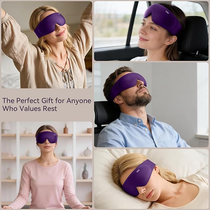EVERY THINK Ultimate Comfort Sleep Mask for Side Sleepers - 3D Zero Pressure & 100% Light Blocking Eye Mask for Sleeping, Adjustable & Breathable for Women Men, Travel Essentials (Purple)