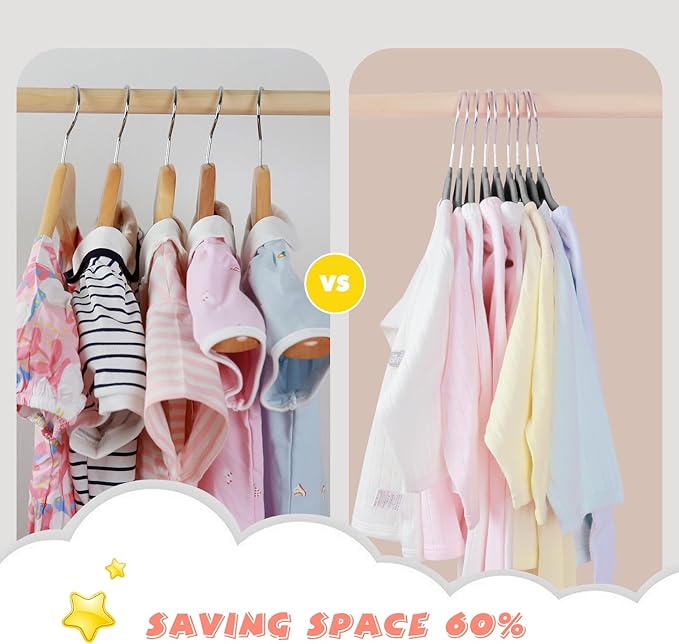 Kids Velvet Hangers 30 Pack, 11 Inch Size Non-Slip Baby Hangers, Space-Saving Nursery Hangers, Perfect Infant/Toddler Clothes Hangers for Daily Use(Grey)