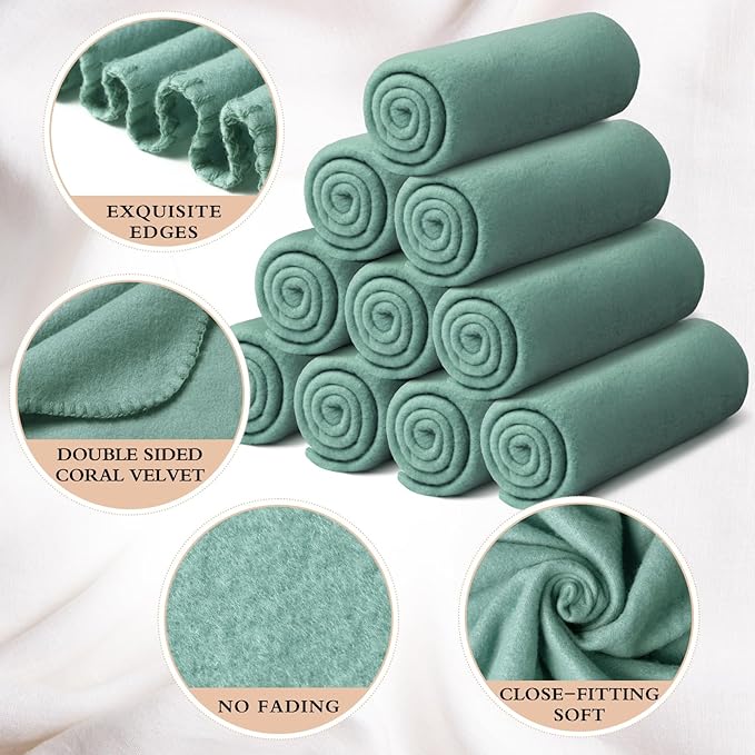 Kinlop Fleece Blanket Bulk 60 x 50 Inch Soft Lightweight Fleece Cozy Blanket Warm Throw Plush Pet Throw for Bed Couch Sofa Home Office Wedding Gifts Travel Camping(Lake Blue,40 Packs)