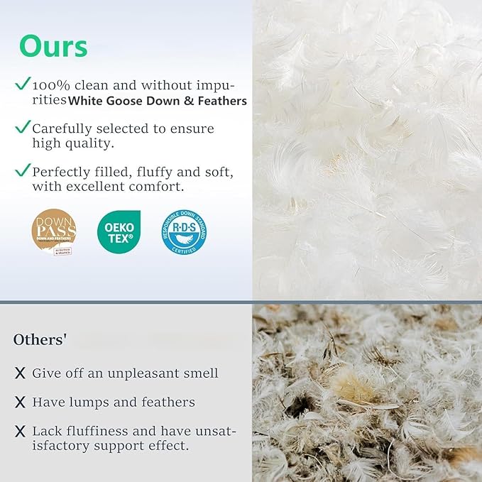 Goose Down Body Pillows for Adults, Large Body Pillow for Side Sleeper, Hugging Feather Body Pillow Insert, Cooling Full Length Long Pillow for Bed with 100% Organic Cotton Shell, (Burgundy 20"x60")