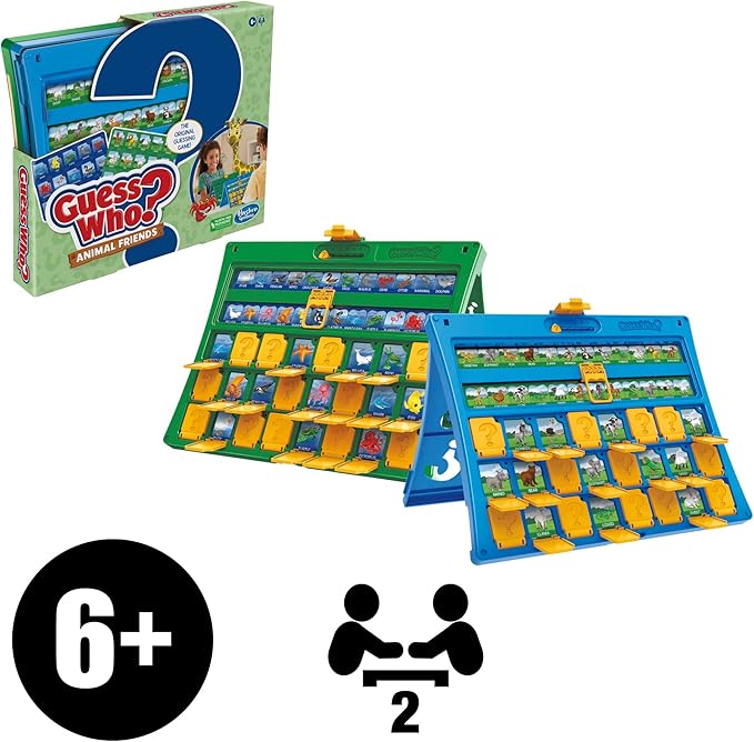 Hasbro Gaming Guess Who? Animal Friends Game | 2 Double-Sided Animal Sheets | 2-Player Board Games for Kids | Back to School Gifts | Ages 6+ (Amazon Exclusive)