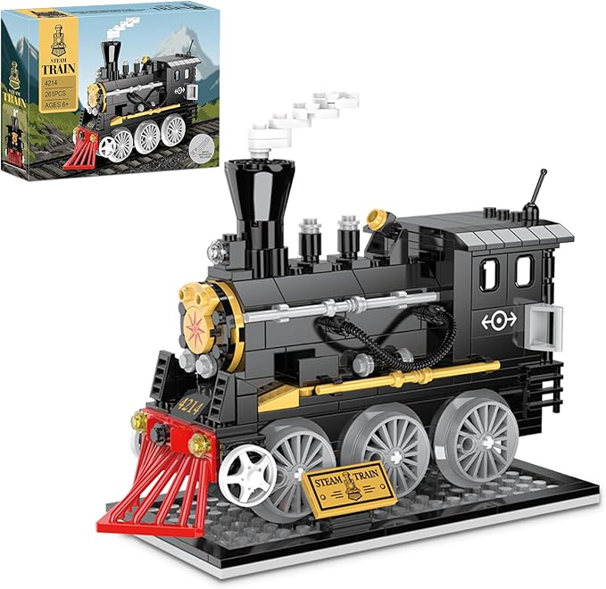 BRICK STORY Train Building Toys, Classic Steam Train, Creator Locomotive Model, Retro City Train Set, Creative Construction Brick for Kids Boys 6-12 261 Pieces