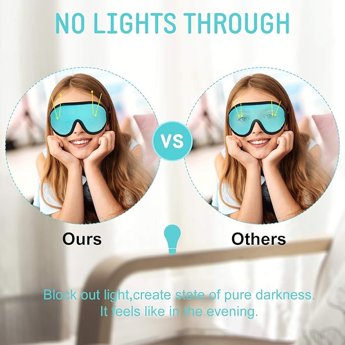 2 Pieces 3D Sleep Mask for Kids Memory Foam Contoured Eye Mask, Travel Sleep Eye Cover with Adjustable Strap, 3D Blindfolds(Gray and Green)