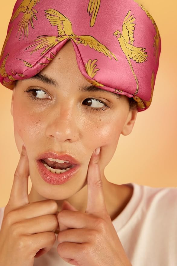 Glow People Silk Sleep Mask – 100% Mulberry Silk Eye Mask for Sleeping, Total Blackout, Cloud-Soft and Adjustable for Beauty Sleep and Travel - Macaw